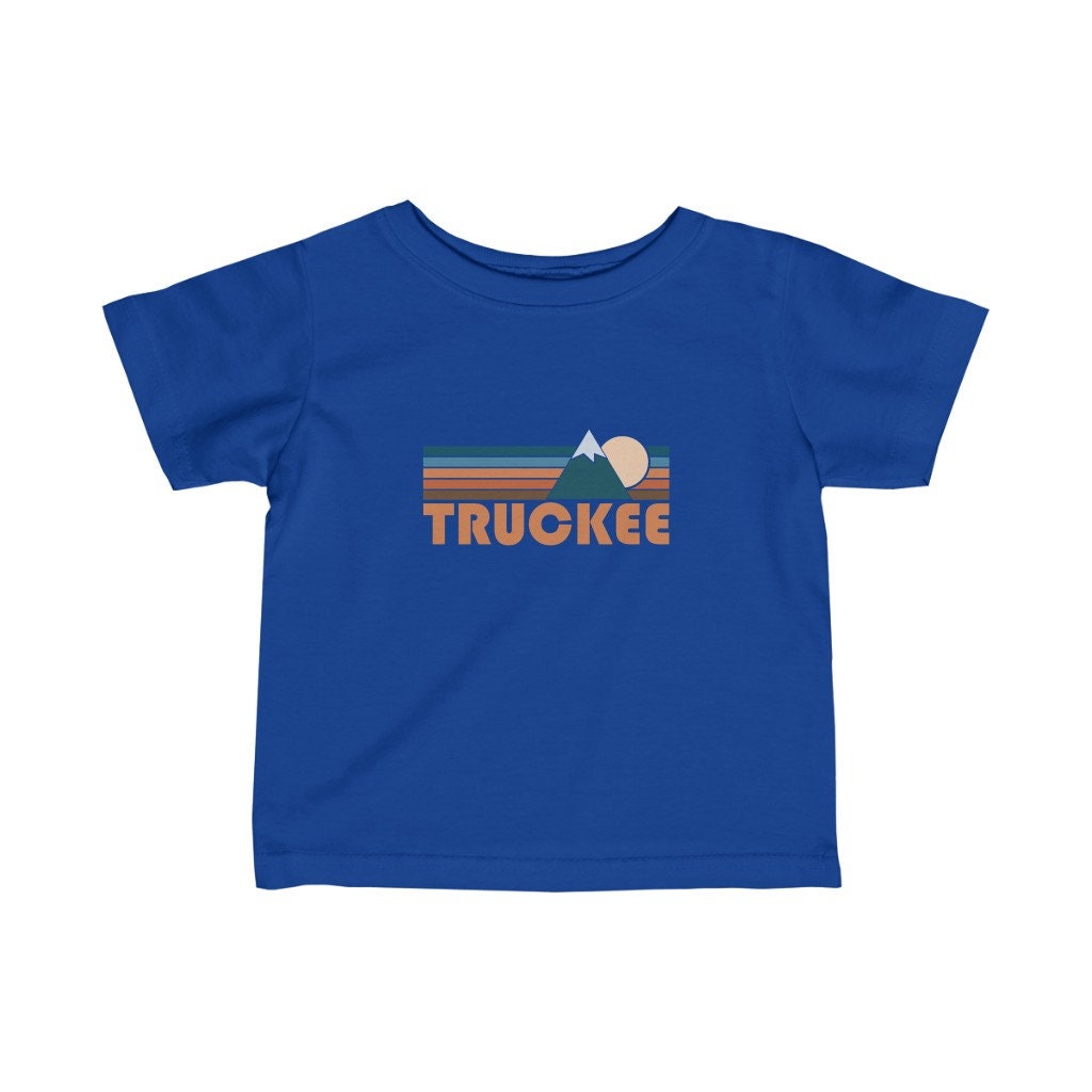 Truckee California Baby Shirt Retro Mountain Truckee Infant Newborn TShirt Personalization Available Graphic Tee – Warm & Stylish · Trending Graphic Apparel