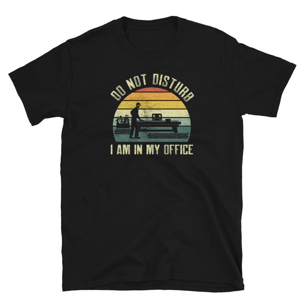 Carpenter Office I Retro Sunset I Woodworking T Shirt Graphic Tee – Bold Style · Great Gift For Fans