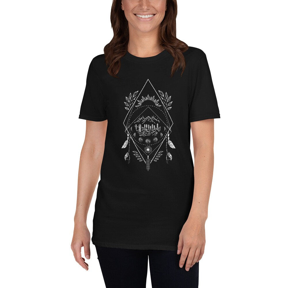 Geometrical Moon and Sun Nature Dreamcatcher T Shirt Graphic Tee – Everyday Comfort · High-Quality Print