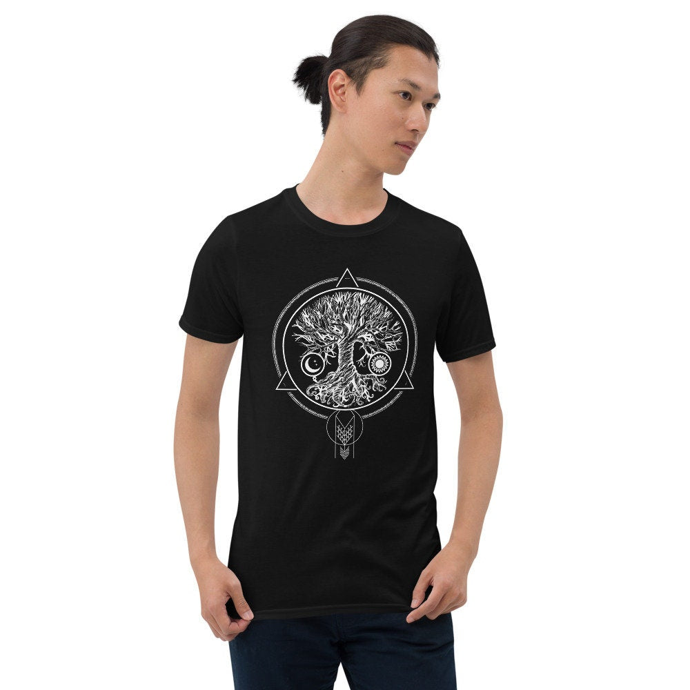 Bodhi Tree of Life Geometry Moon and Sun T Shirt Graphic Tee – Soft Feel · Trending Graphic Apparel