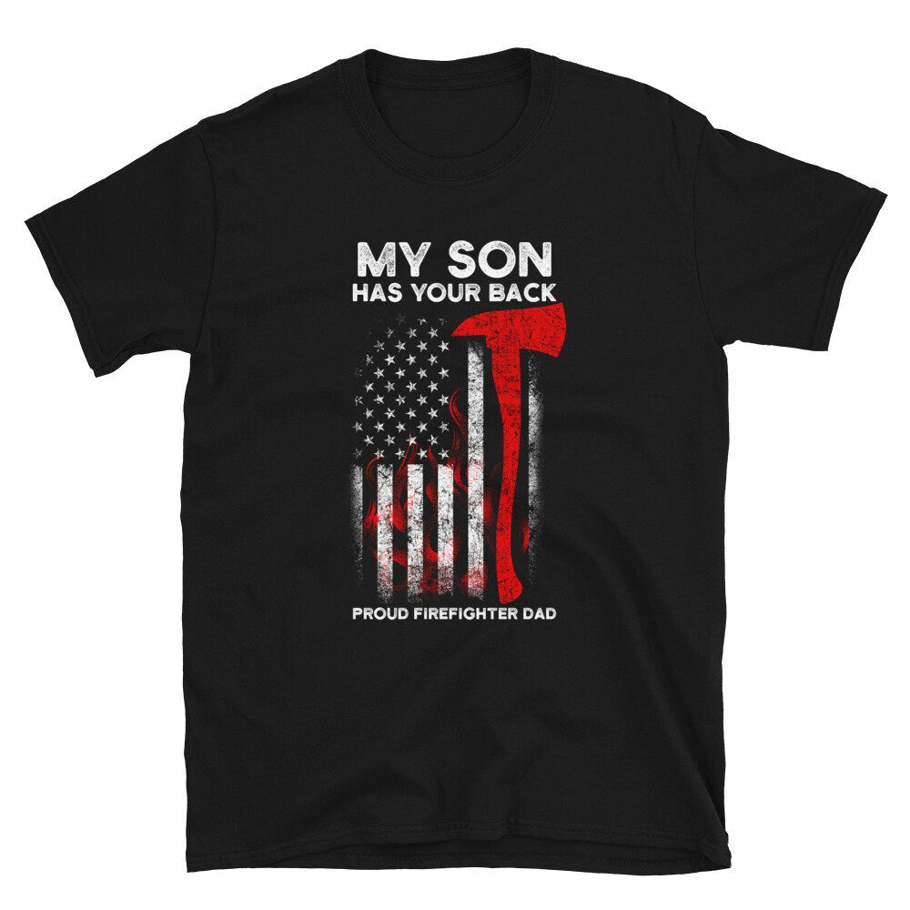 US Flag with Axe Proud Firefighter Dad T Shirt Graphic Tee – Bold Style · Must-Have Style