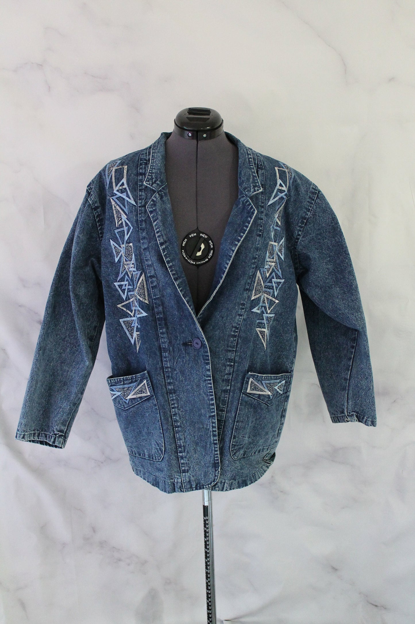 Vintage 80s Embroidered Denim Blazer Acid Wash Jean Jacket Graphic Tee – Fan Favorite · Must-Have Style