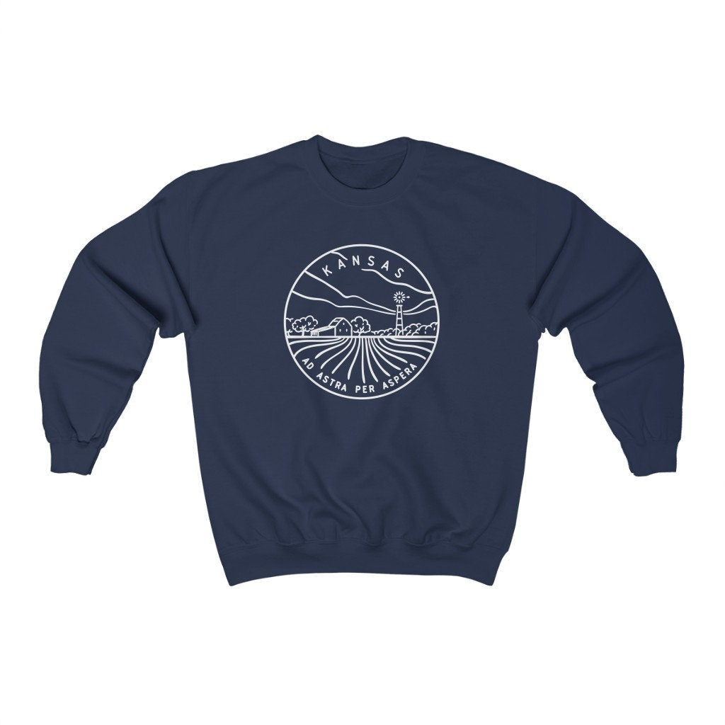 Kansas Sweatshirt State Design Adult Unisex Crewneck Kansas Sweatshirt Personalization Available Sweatshirt – Cozy Vibes · Great Gift For Fans