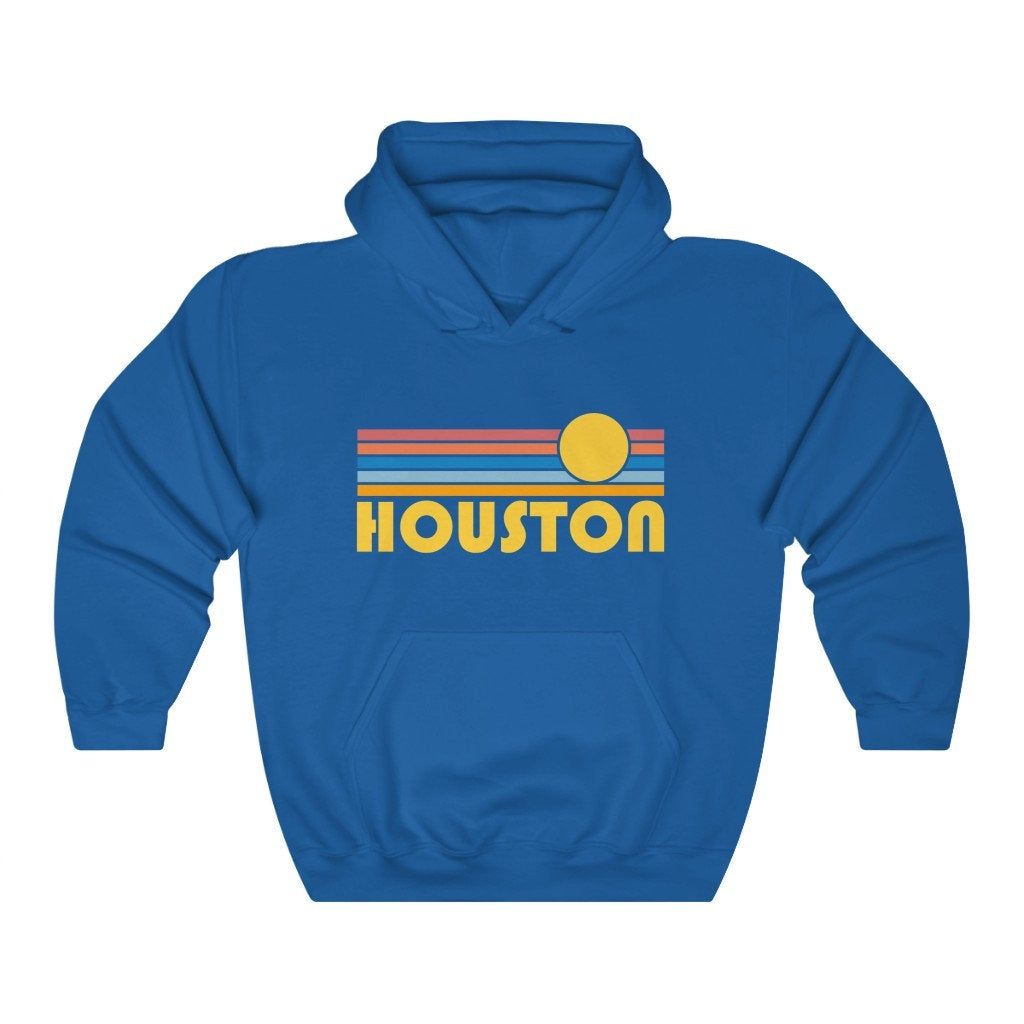 Houston Texas Hoodie Retro Sunrise Unisex Houston Sweatshirt Personalization Available Hoodie – Premium Graphic · Great Gift For Fans