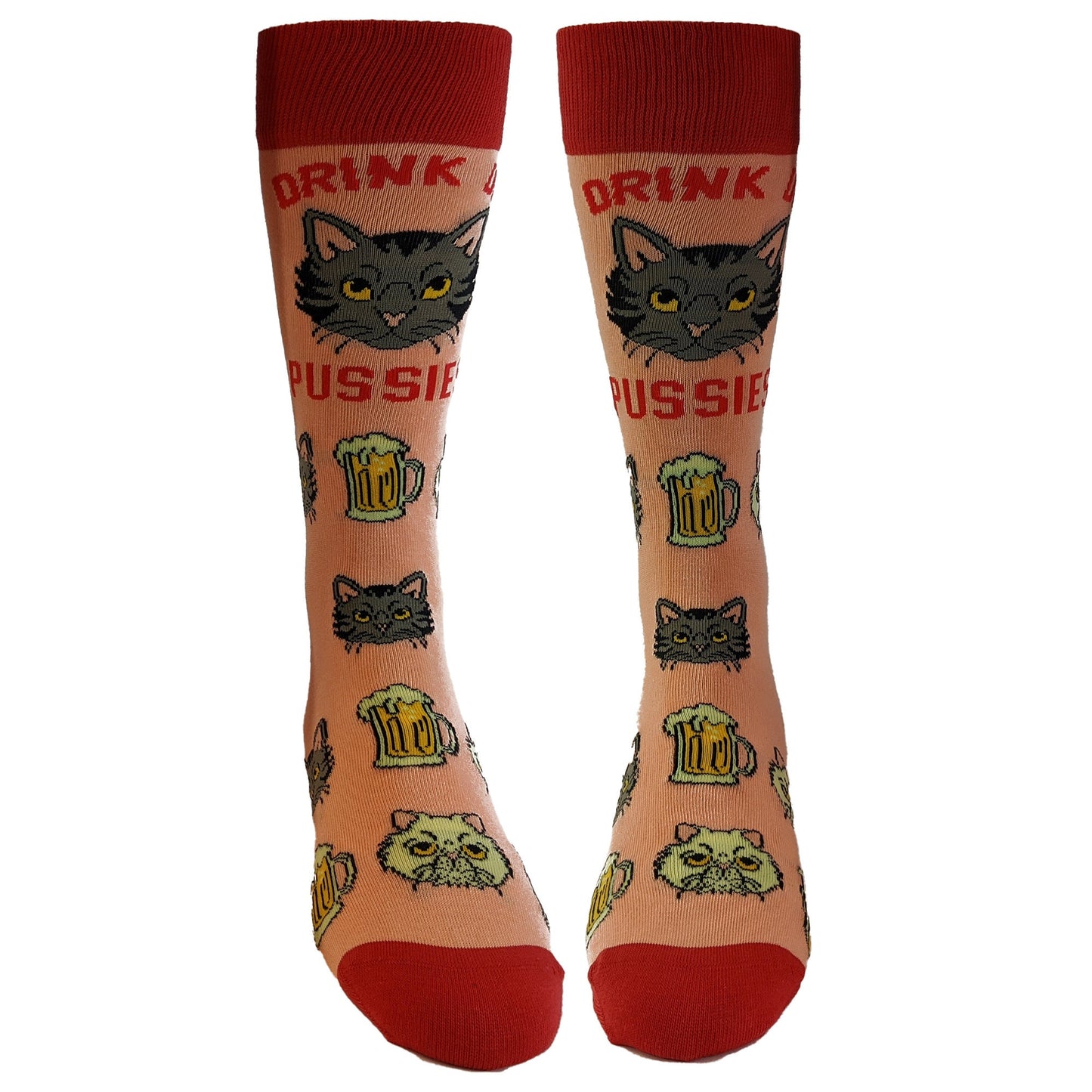 St Patricks Day Socks Drink Up Pussies Socks Cat SOCKS Funny Groomsmen Drinking Socks Funky Socks St Patty Socks Rude Socks Graphic Tee – Soft Feel · High-Quality Print