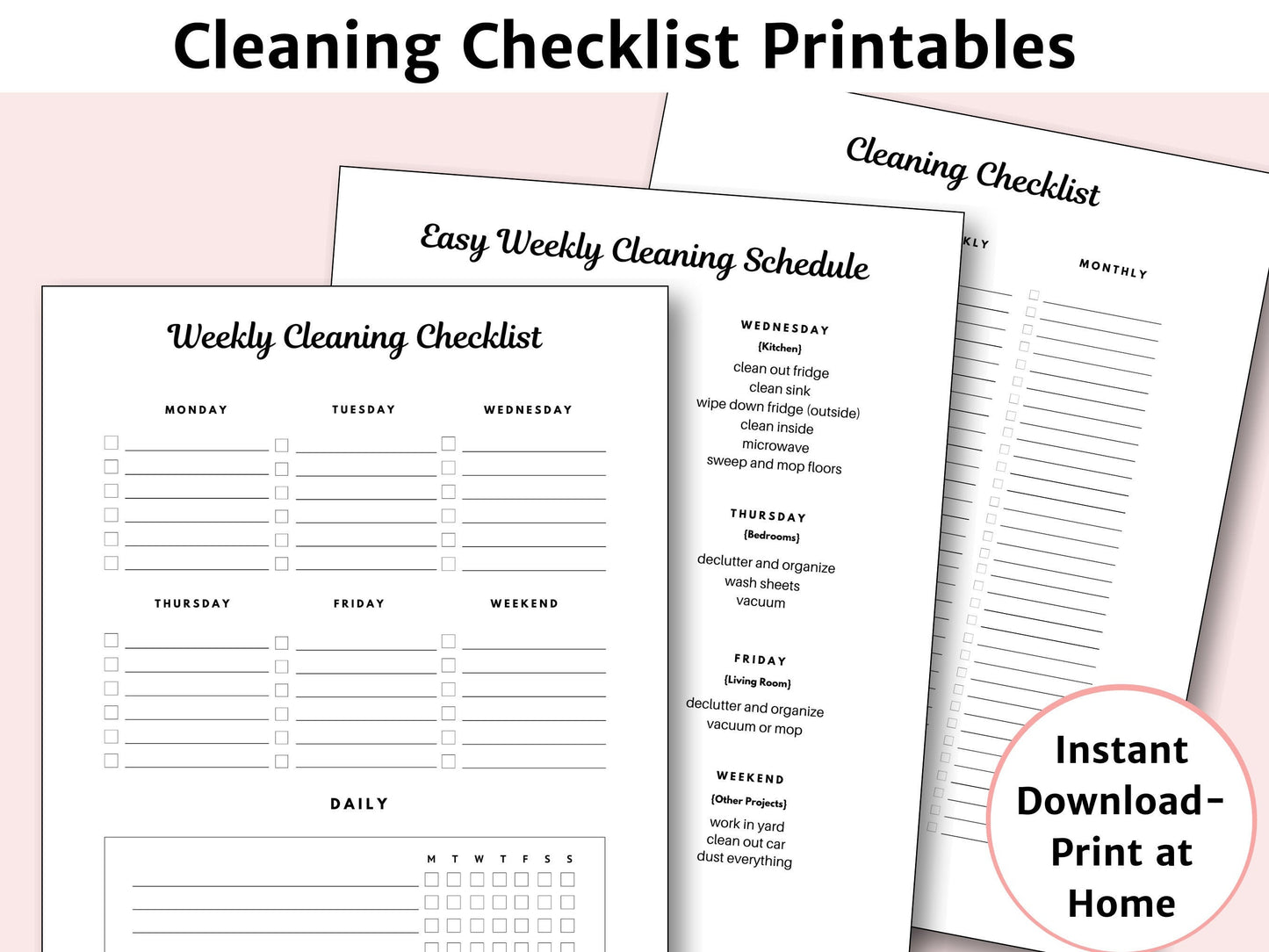 Weekly Cleaning Checklist Printable Instant Download PDF Weekly Cleaning Planner Cleaning Schedule Daily Weekly Cleaning Routine Graphic Tee – Cozy Vibes · Top Pick For Any Outfit