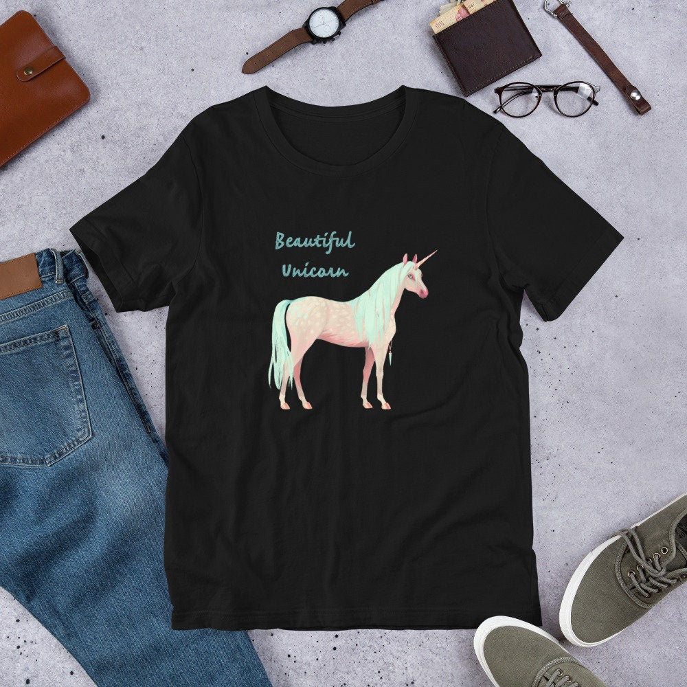 Beautiful Unicorn Whimsical Fun Short Sleeve Unisex T Shirt Graphic Tee – Easygoing Wear · Perfect For Daily Wear