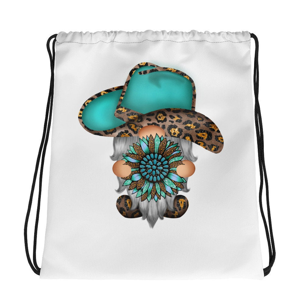Adorable Southwestern Cowboy Gnome Drawstring bag Tote Bag – Aesthetic Look · Trending Graphic Apparel