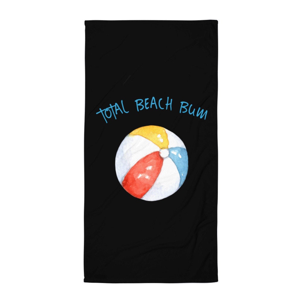 Total Beach Bum Black Beach Towel Graphic Tee – Fan Favorite · Great Gift For Fans
