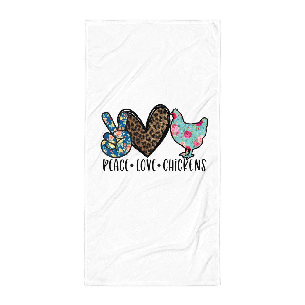 Peace Love Chickens Beach Towel Graphic Tee – Easygoing Wear · Trending Graphic Apparel