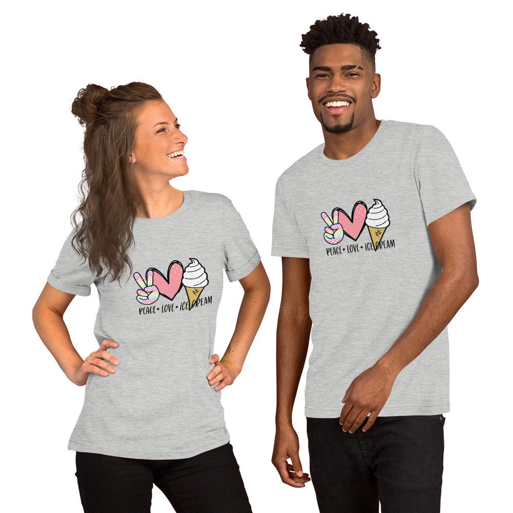 Peace Love Ice Cream Short Sleeve Unisex T Shirt Graphic Tee – Feel-Good Design · Trending Graphic Apparel