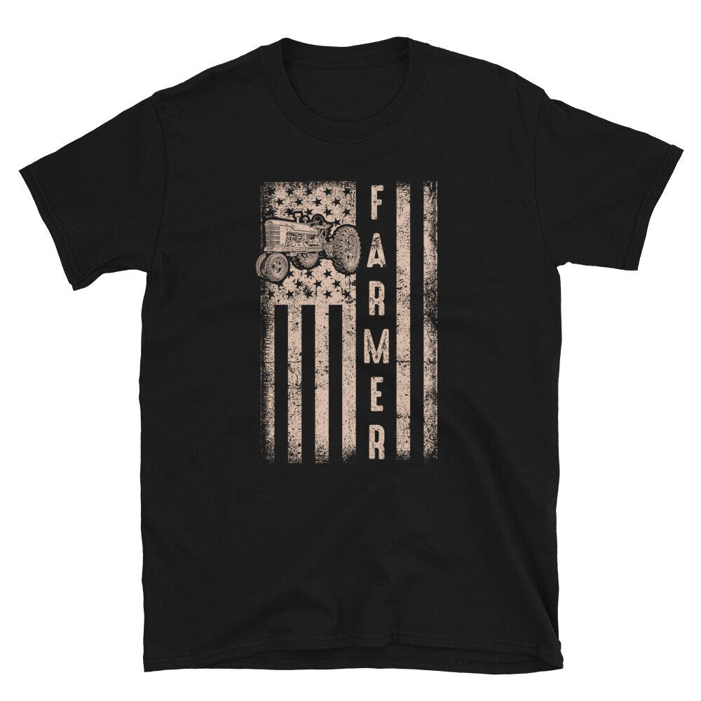 Vintage US Flag Farmer Tractor T Shirt Graphic Tee – Cozy Vibes · High-Quality Print