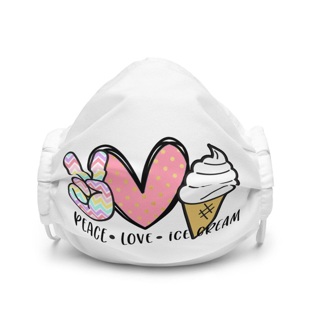 Peace Love Ice Cream Premium face mask Graphic Tee – Aesthetic Look · Perfect For Daily Wear