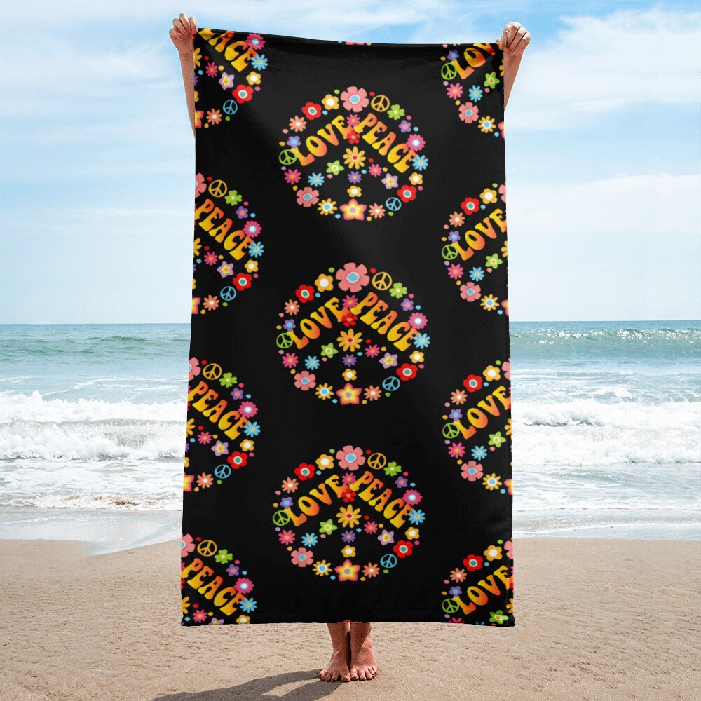 Peace Love Groovy Floral BeachTowel Graphic Tee – Aesthetic Look · Must-Have Style