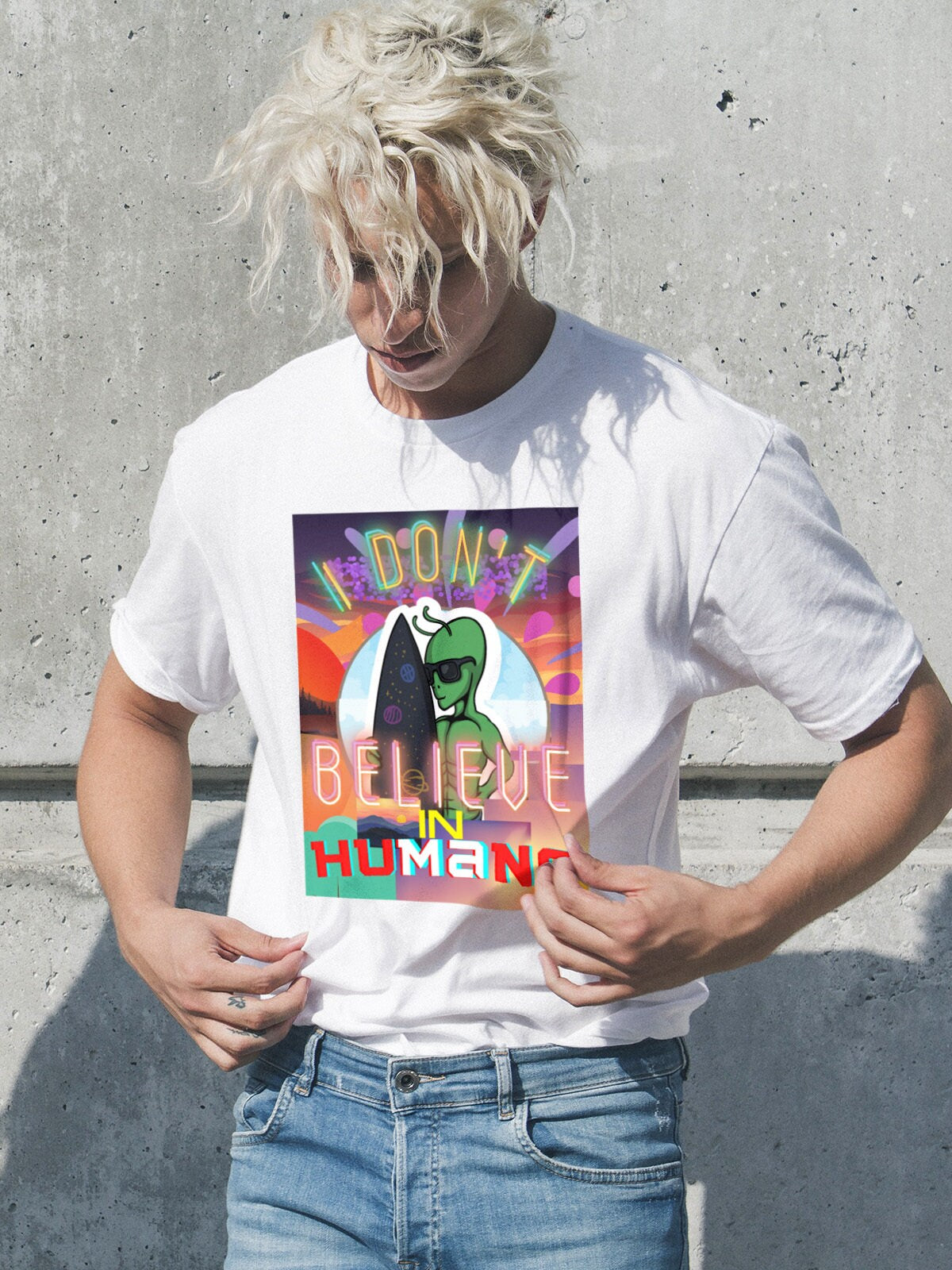 I Don39t Believe In Humans Graphic Tee – Fan Favorite · Perfect For Daily Wear