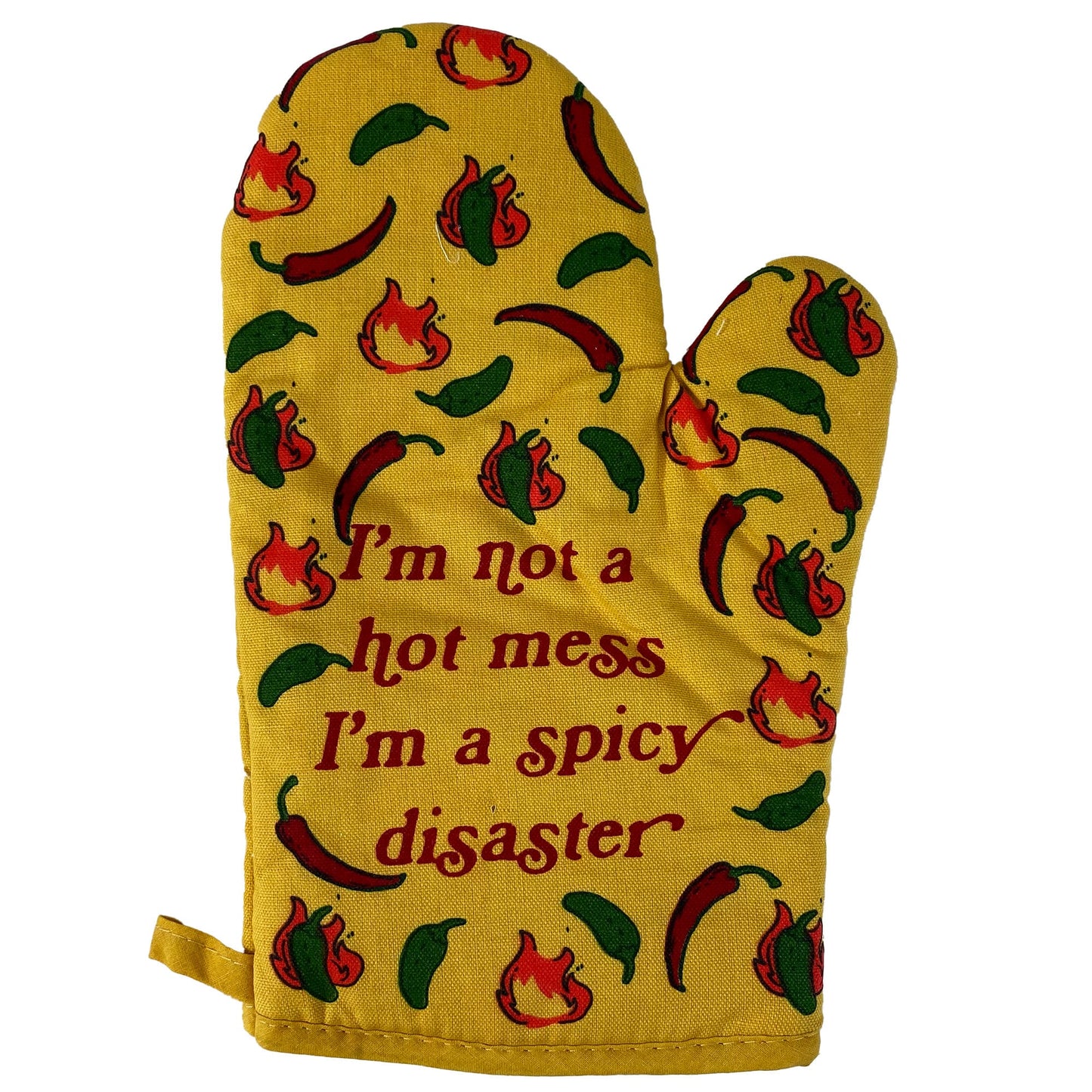 Not A Hot Mess Spicy Disaster Oven Mitt Housewarming Gift Christmas Gift Hostess Gift Funny Oven Mitts Spicy Food Hot Peppers Graphic Tee – Aesthetic Look · Top Pick For Any Outfit