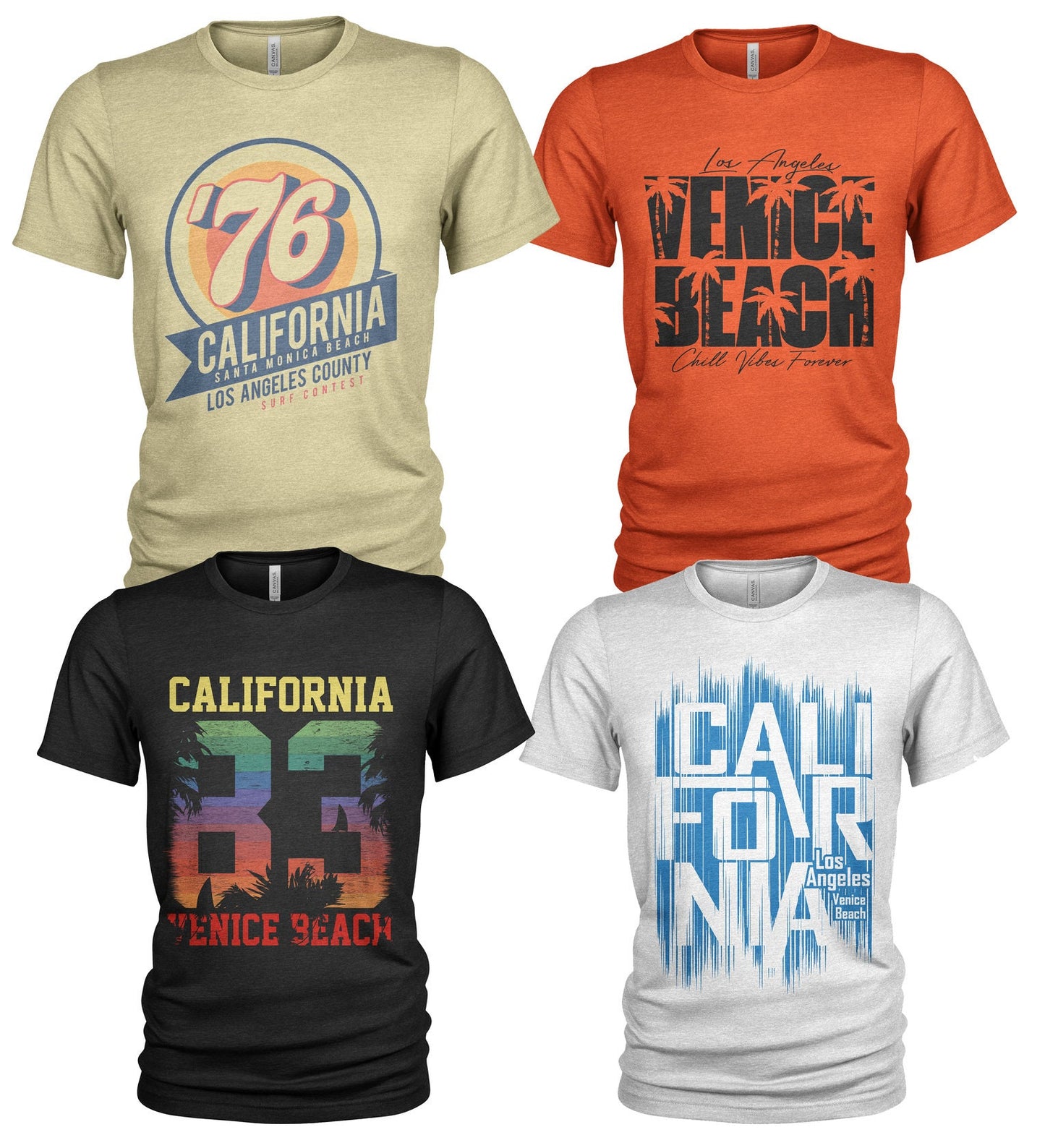 Retro California Beach 4 Pack Mens T Shirts Graphic Tee – Fan Favorite · Trending Graphic Apparel