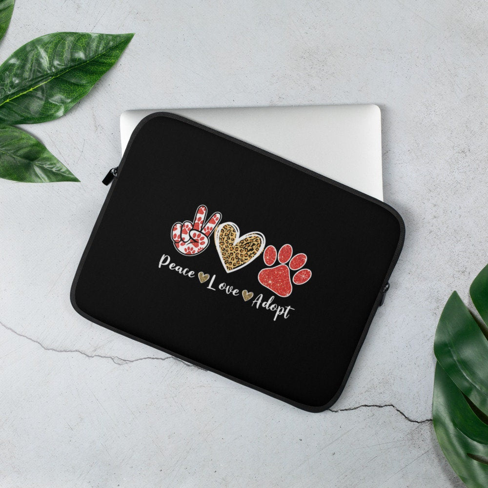 Peace Love Adopt Pets Laptop Sleeve Graphic Tee – Easygoing Wear · Must-Have Style