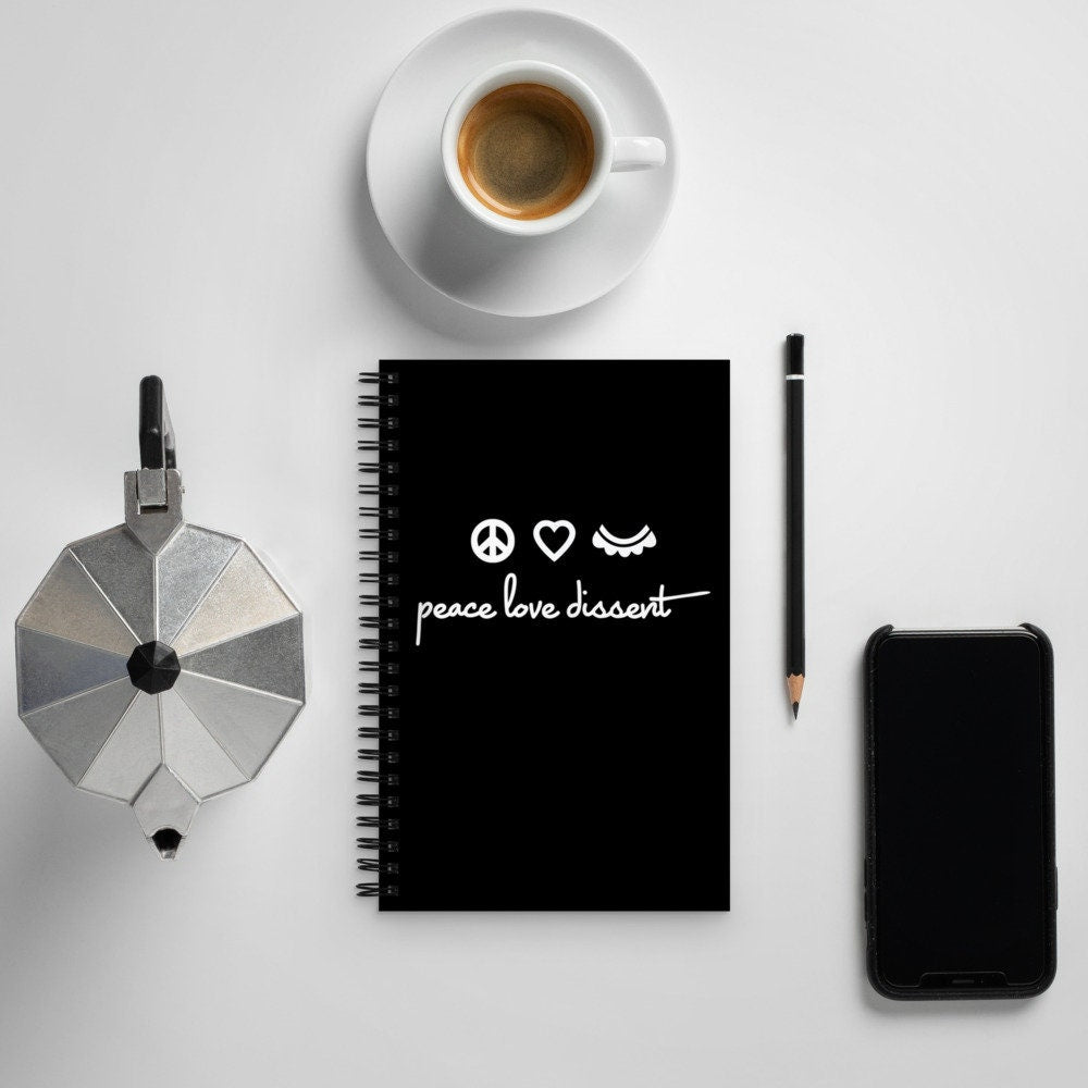 Peace Love Dissent Spiral notebook Graphic Tee – Aesthetic Look · Great Gift For Fans