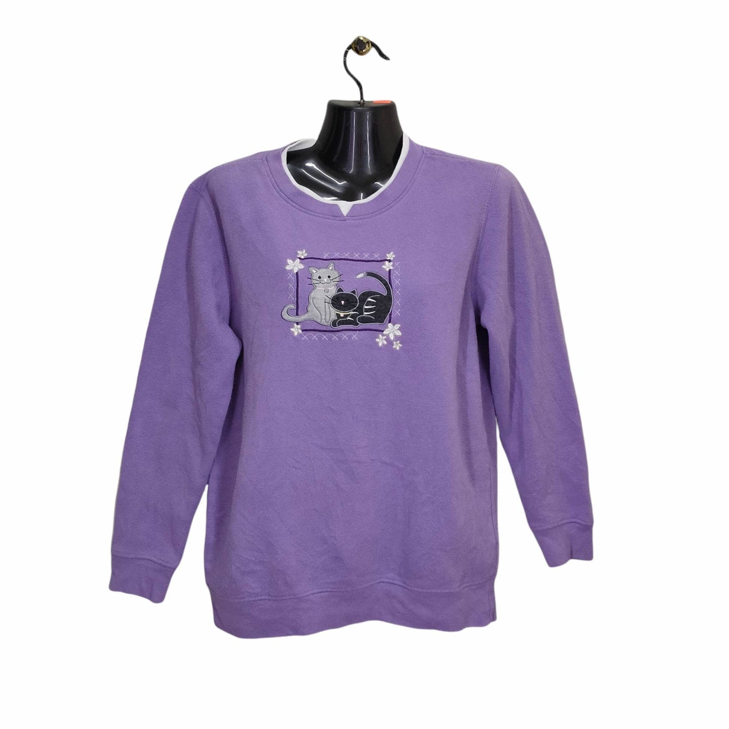 Y2K Cute Cat Crewneck Sweatshirt Small Vintage Hasting Smith Sweater Jumper Pullover Animal Graphics Purple Lilac Mens Size S Sweatshirt – Soft Feel · Trending Graphic Apparel