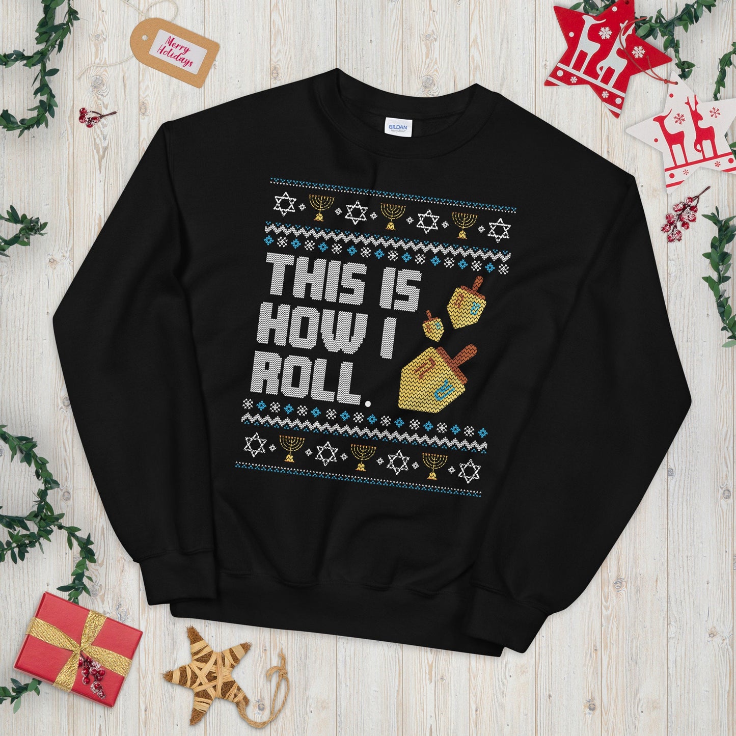 This is How I Roll Dreidel Ugly Holiday Ugly Christmas Sweater Sweatshirt Sweatshirt – Premium Graphic · Perfect For Daily Wear
