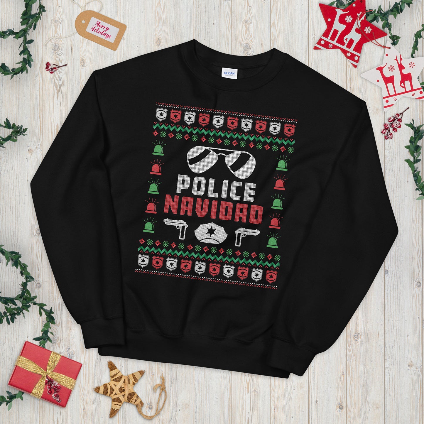 Police Navidad Ugly Christmas Sweater Graphic Tee – Aesthetic Look · Top Pick For Any Outfit