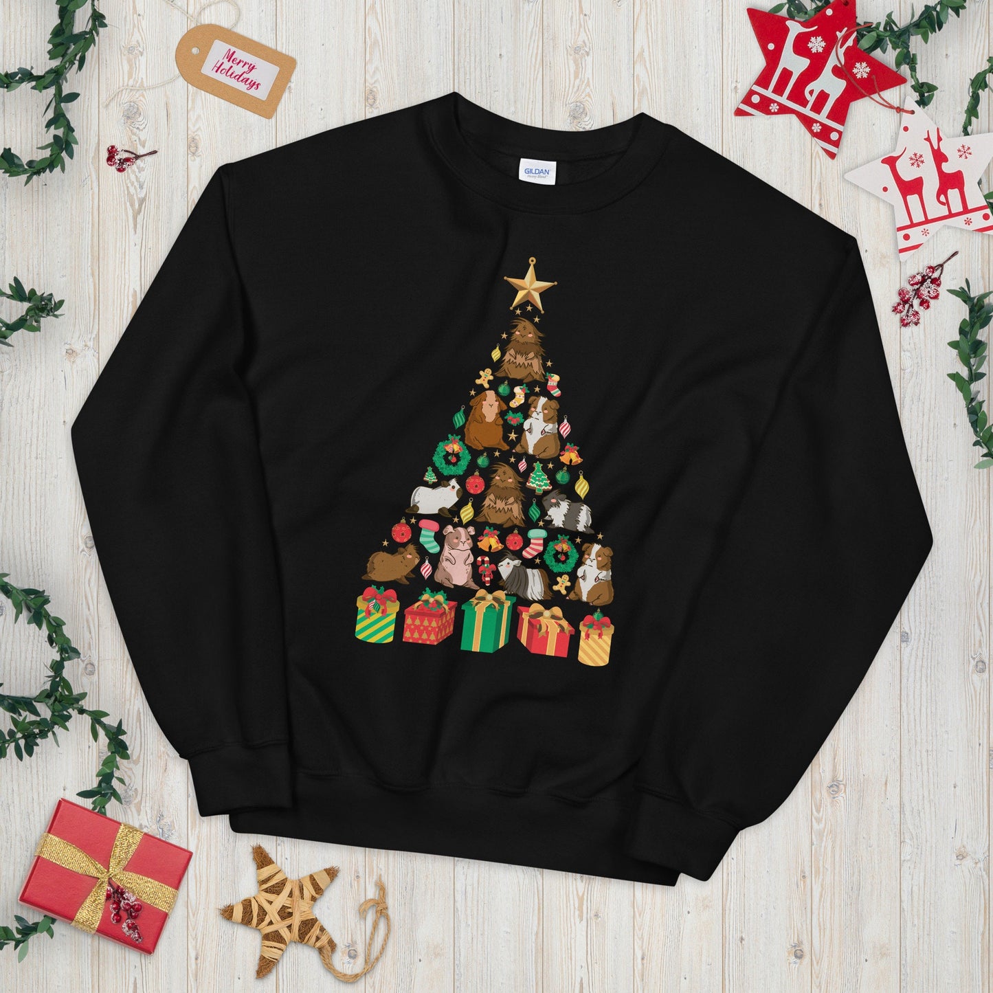 Festive Guinea Pig Xmas Tree Design Sweatshirt Sweatshirt – Aesthetic Look · Must-Have Style