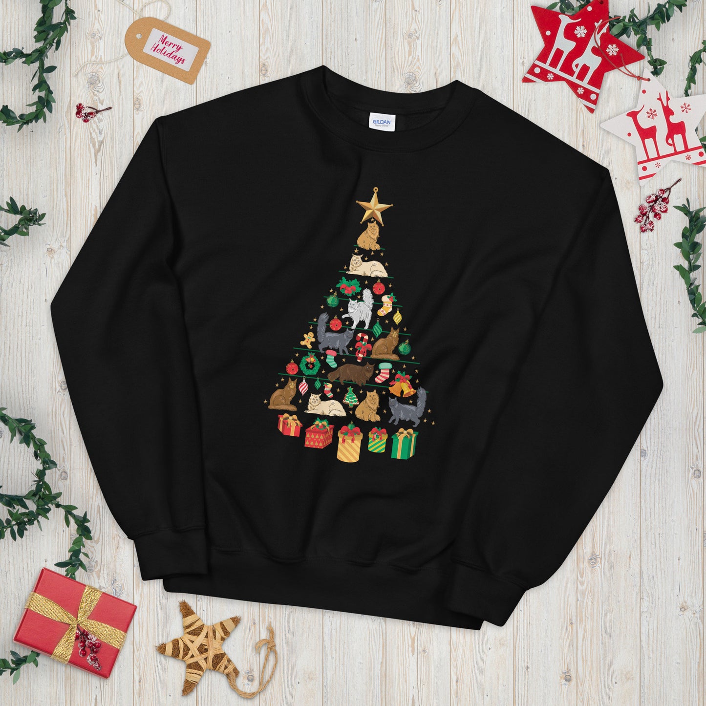 Cat Owner Festive Cute Cat Xmas Tree Design Sweatshirt Sweatshirt – Feel-Good Design · Top Pick For Any Outfit