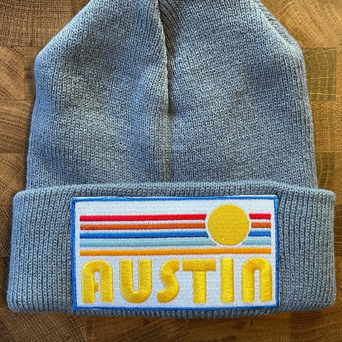 Austin Infant Beanie Newborn to 12 months Retro Sun Austin Texas Baby Knit Hat Personalization Available Graphic Tee – Easygoing Wear · Perfect For Daily Wear