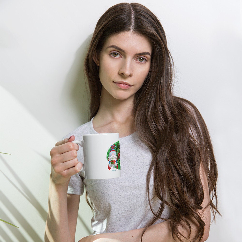 Are We Merry Yet Christmas Gnome Martini Holiday White glossy mug Graphic Tee – Everyday Comfort · Perfect For Daily Wear