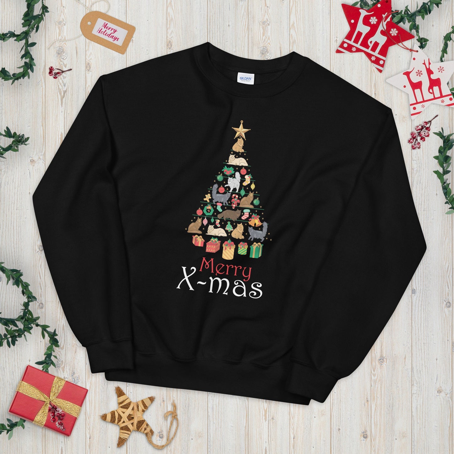 Merry Xmas Festive Cats Christmas Sweatshirt Sweatshirt – Aesthetic Look · Great Gift For Fans
