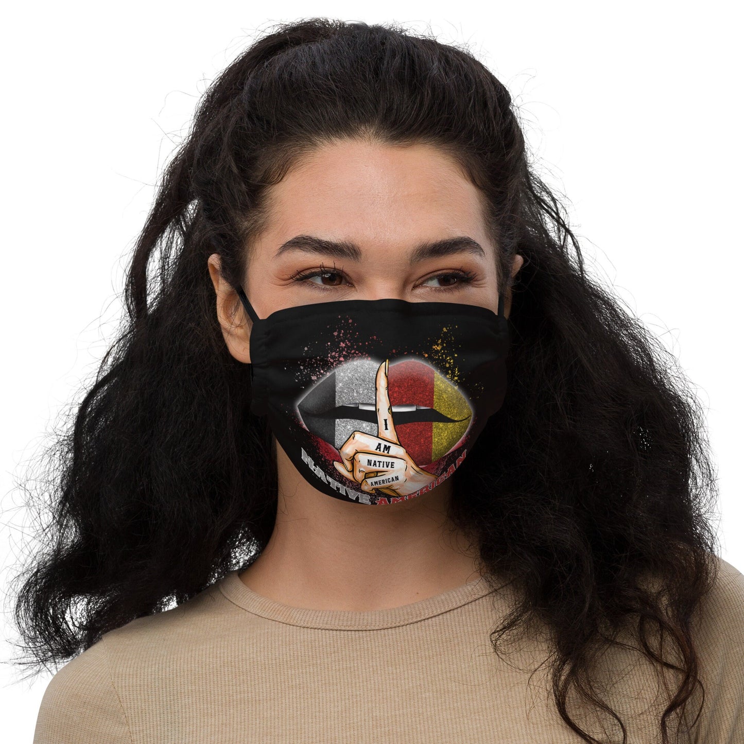 Native American Girl Lips Premium face mask Graphic Tee – Bold Style · Must-Have Style