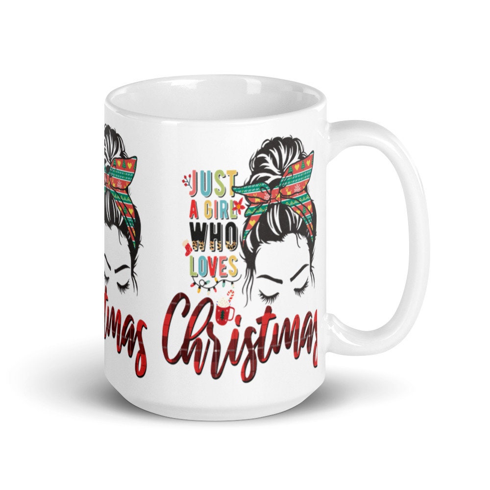 Just A Girl Who Loves Christmas White glossy mug Graphic Tee – Soft Feel · Top Pick For Any Outfit