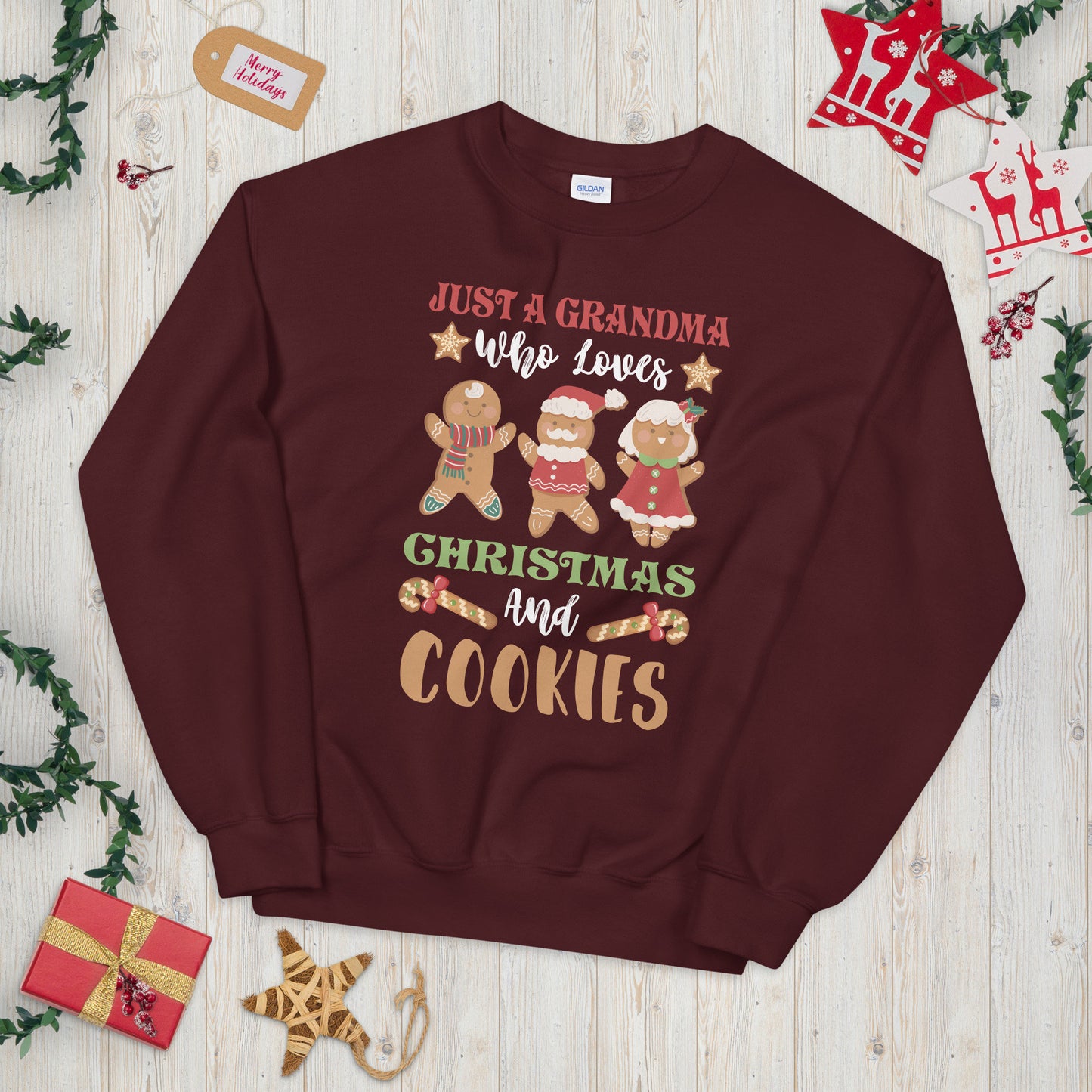 Just a Grandma Who Loves Christmas and Cookies Sweatshirt Sweatshirt – Cozy Vibes · Trending Graphic Apparel