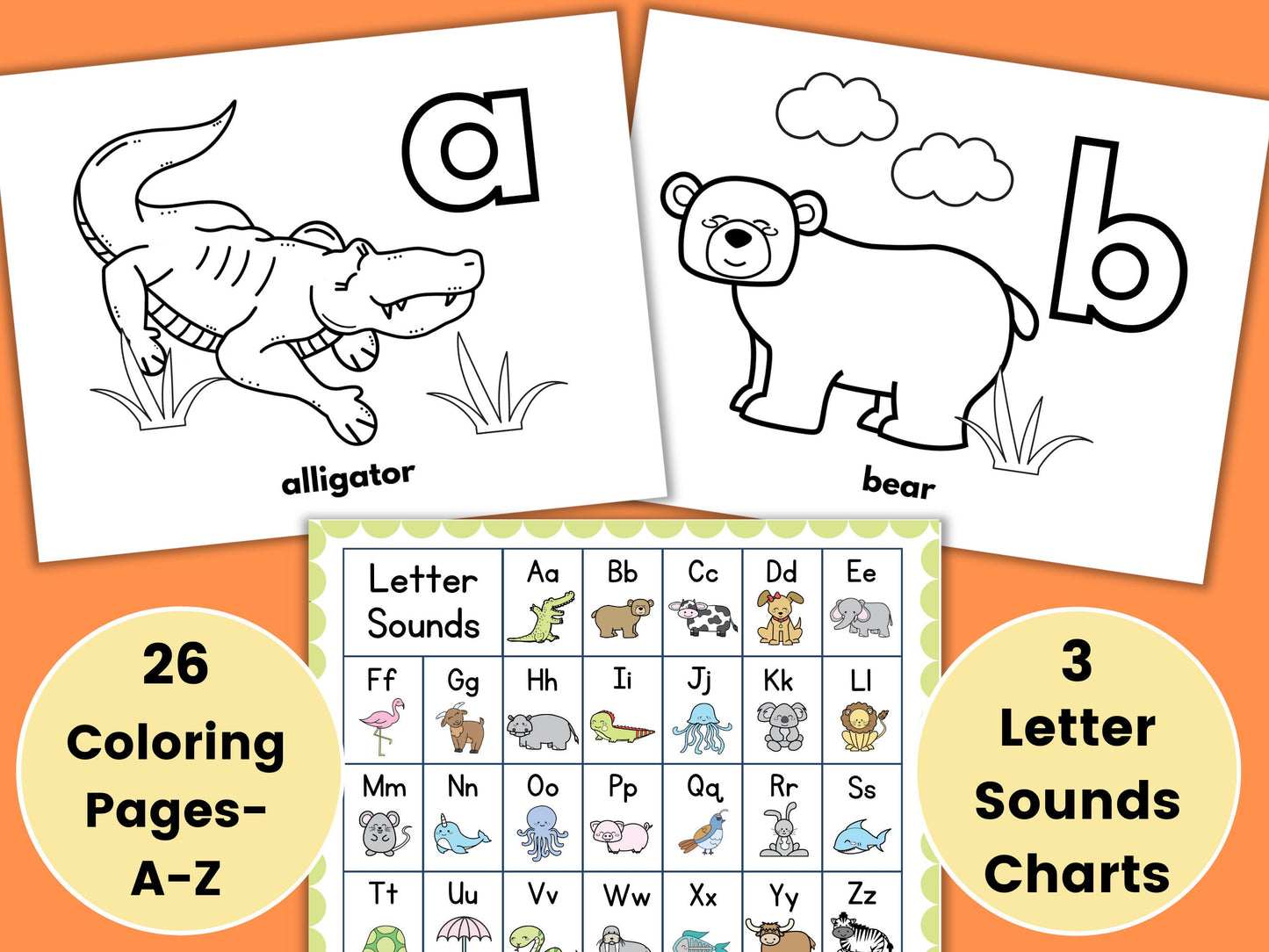 Cute Alphabet Coloring Pages ABC poster ABC Coloring Printable Alphabet Coloring Book Letter Sounds Preschool Activities Kindergarten Graphic Tee – Cozy Vibes · High-Quality Print