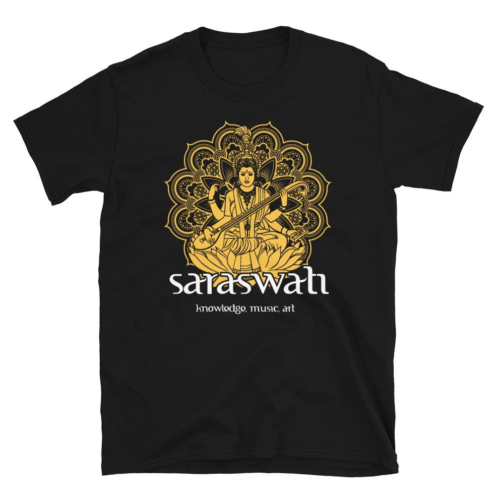 Knowledge Music Art Mandala Saraswati Goddess Unisex T Shirt Graphic Tee – Premium Graphic · Must-Have Style