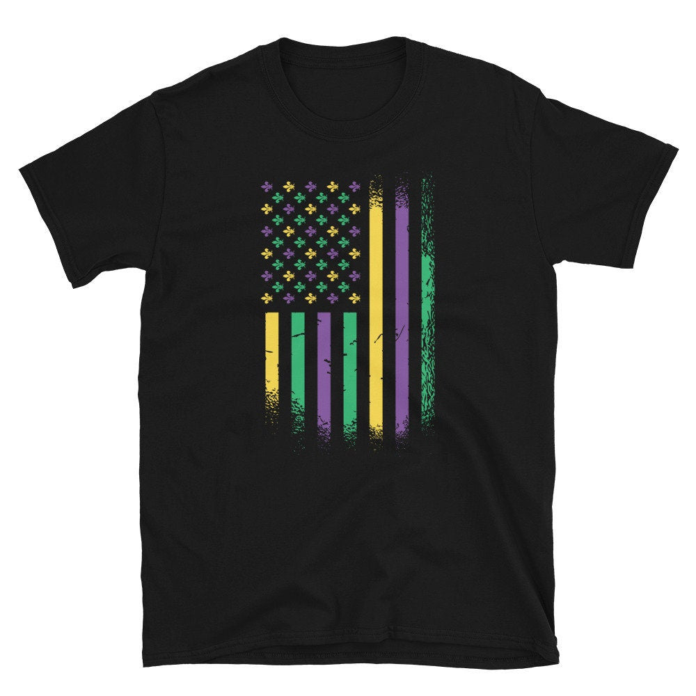 USA Flag Fleur De Lis Mardi Gras Unisex T Shirt Graphic Tee – Everyday Comfort · High-Quality Print