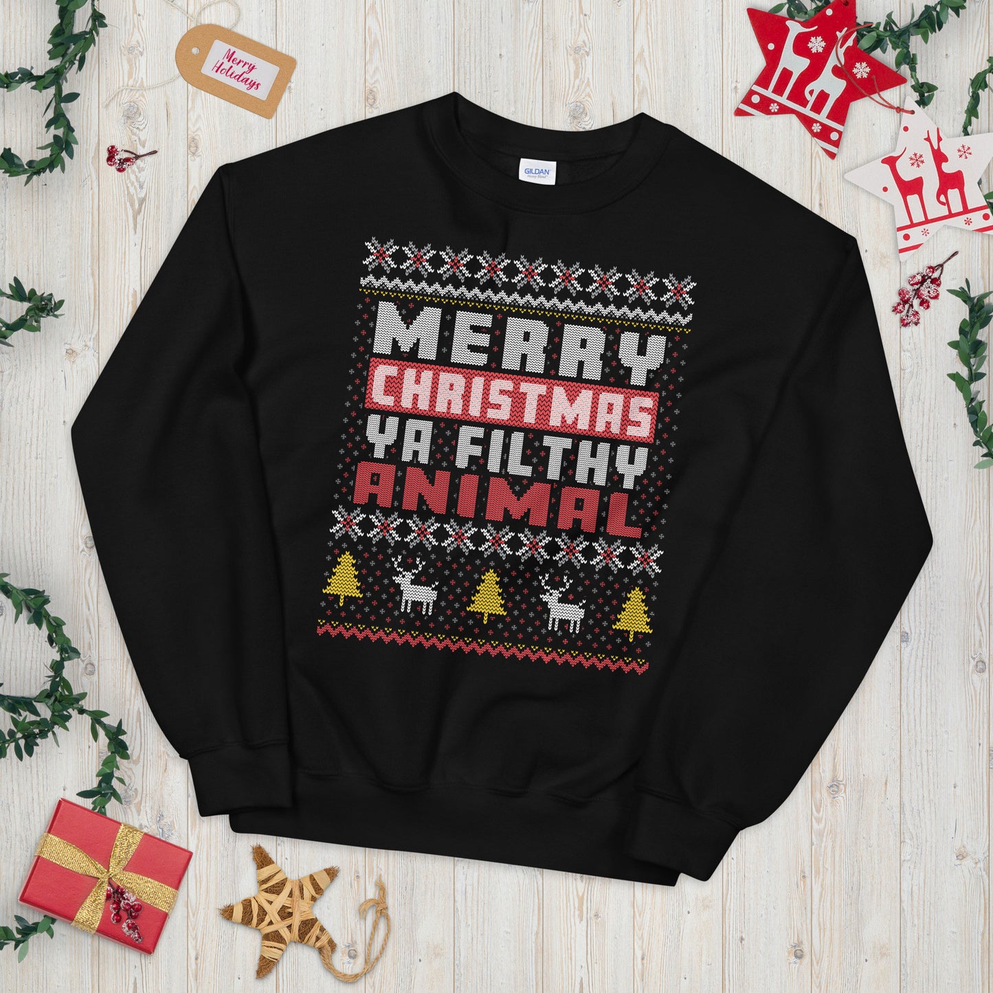 Merry X mas Filthy Animal Holiday Festive Sweatshirt Sweatshirt – Fan Favorite · Great Gift For Fans