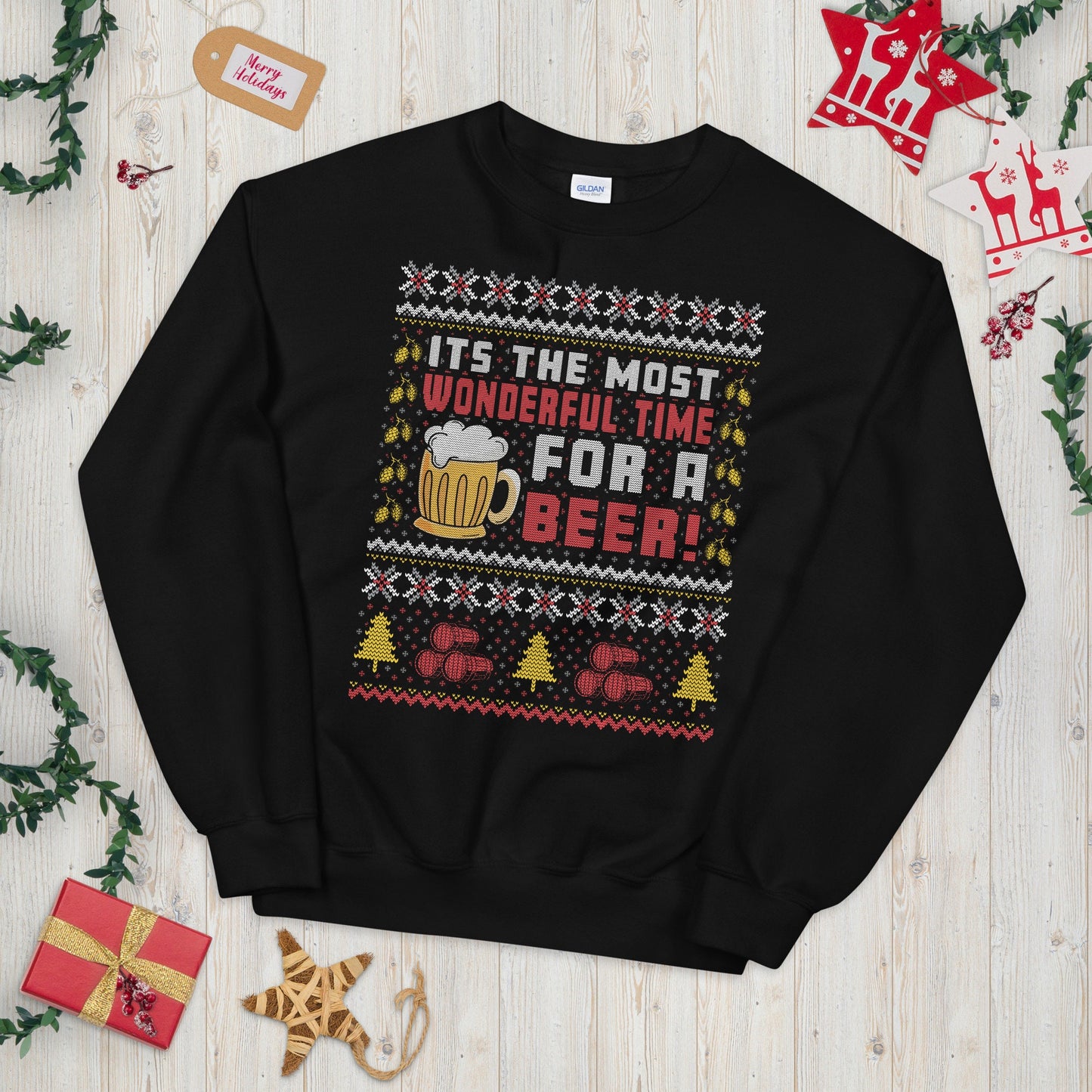 Wonderful Time of the Beer Ugly Christmas Sweatshirt Sweatshirt – Fan Favorite · Top Pick For Any Outfit