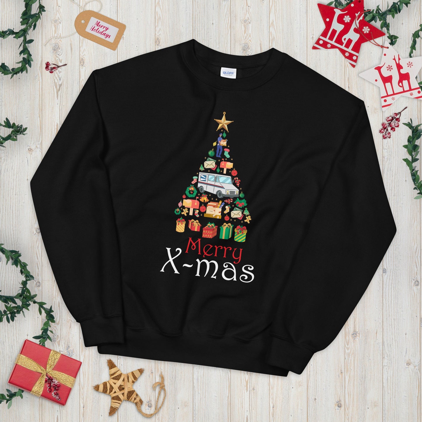 Postman Merry Xmas Holiday Delivery Christmas Sweatshirt Sweatshirt – Fan Favorite · Trending Graphic Apparel
