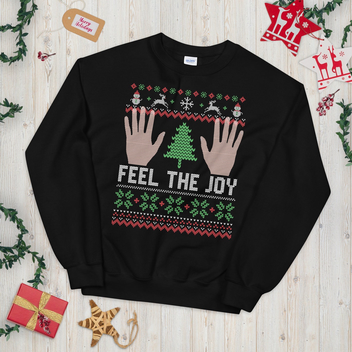 Ugly Festive Graphic Feel the Joy Unisex Sweatshirt Sweatshirt – Everyday Comfort · Trending Graphic Apparel