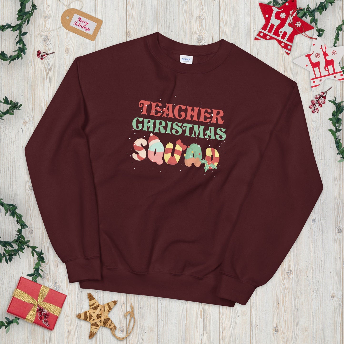 Festive Teacher Squad Xmas Sweatshirt Sweatshirt – Aesthetic Look · Great Gift For Fans