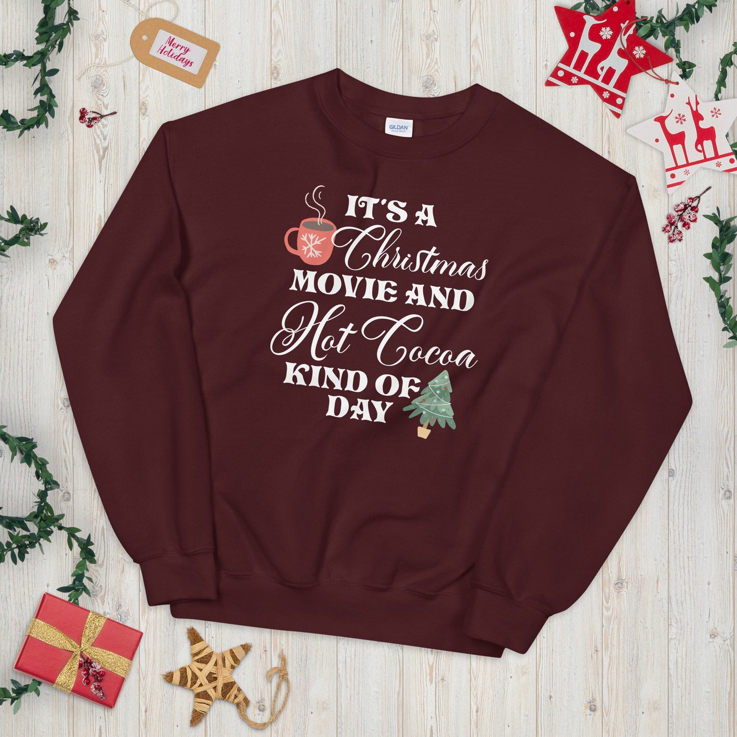 Hot Cocoa and Watching Xmas Movie Day Unisex Sweatshirt Sweatshirt – Aesthetic Look · Great Gift For Fans