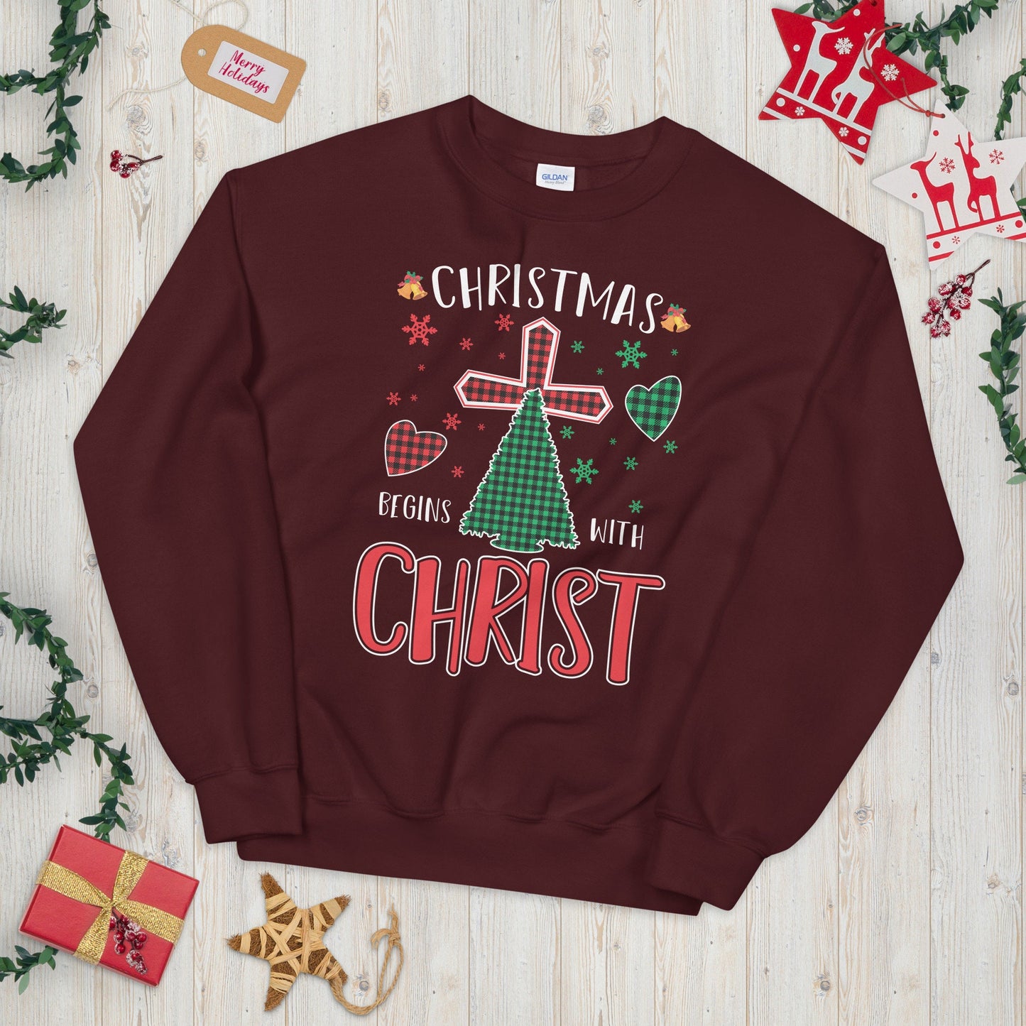Christmas Begins with Christ Festive Unisex Sweatshirt Sweatshirt – Cozy Vibes · Perfect For Daily Wear