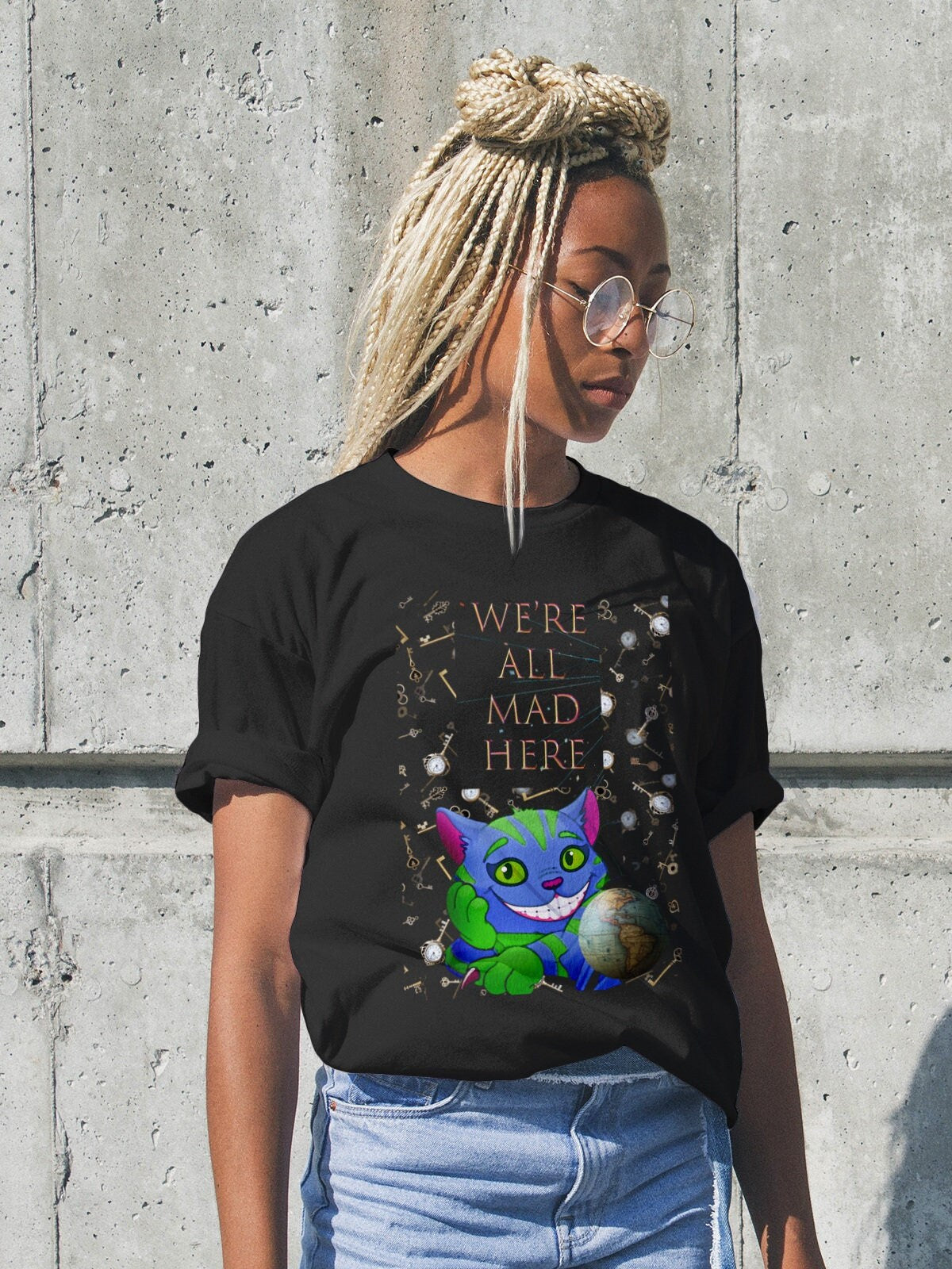 We39re All Mad Here Crazy World Short Sleeve Unisex T Shirt Graphic Tee – Warm & Stylish · Top Pick For Any Outfit