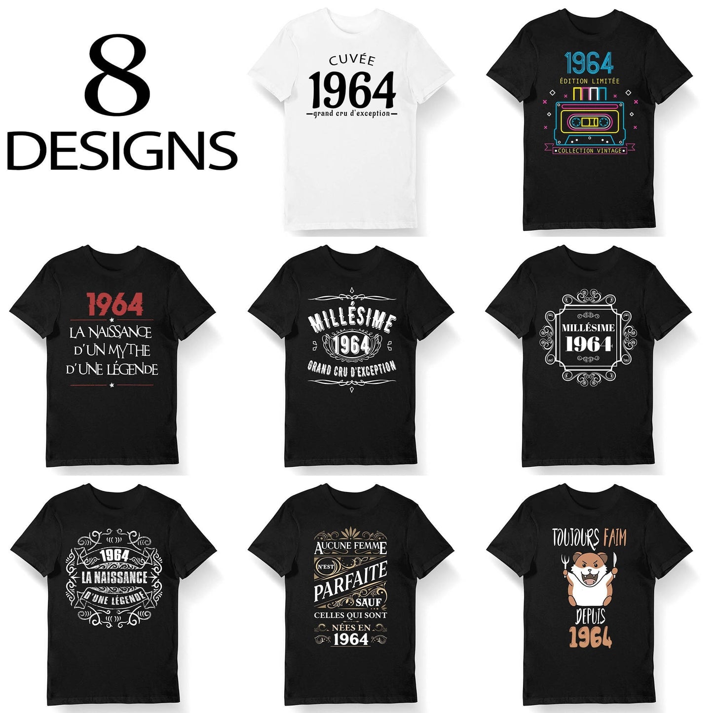 Ide Cadeau anniversaire 59 ans anne 1964 T shirt Bio Homme et Femme Sweat et Mug l 8 designs originaux humoristiques Graphic Tee – Bold Style · Must-Have Style