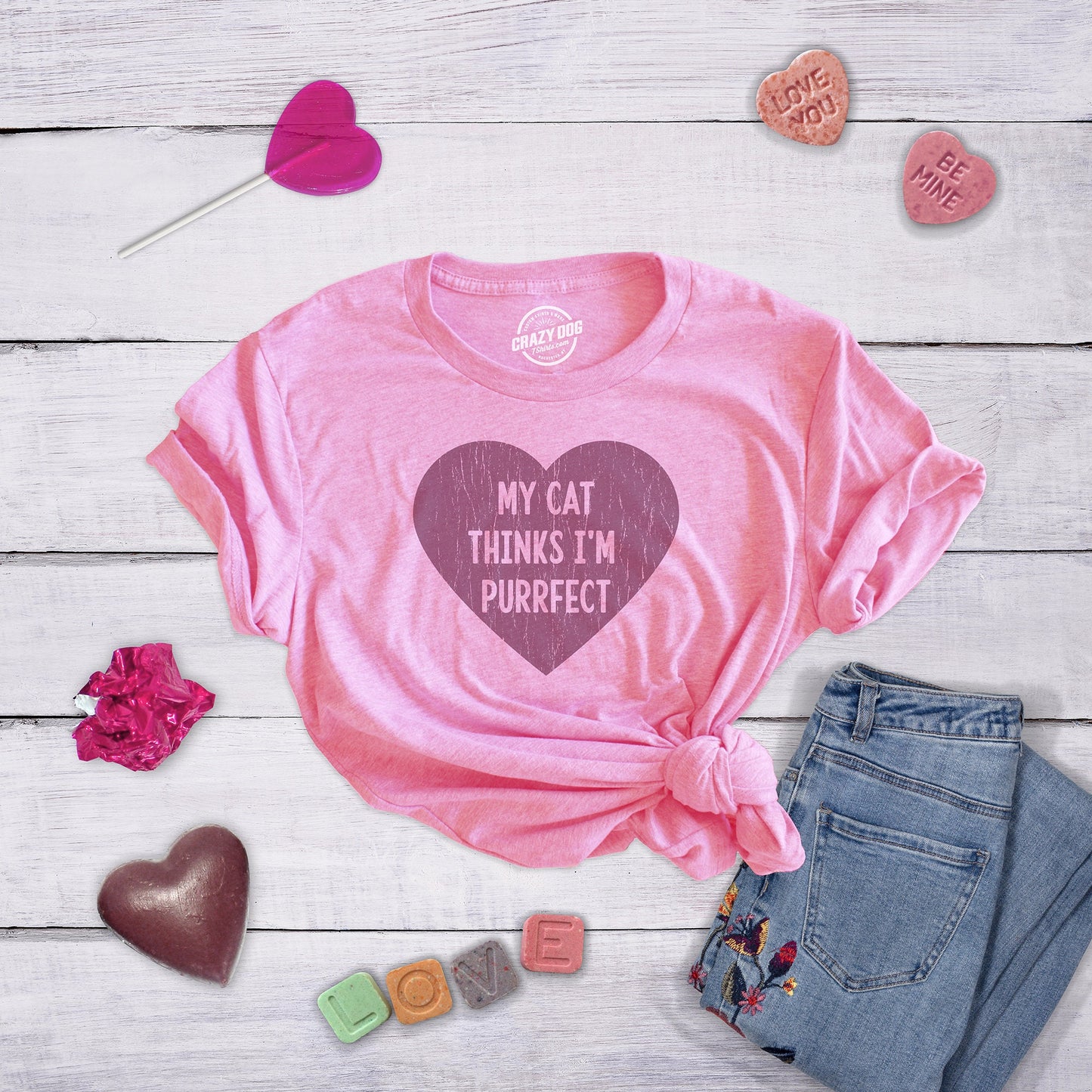 My Cat Thinks Im Purrfect Shirt Funny Womens Cat Tshirts Cat Lover Gift Kitty Mom Shirt Joke Cat Tees Woman Single On Valentines Graphic Tee – Soft Feel · Trending Graphic Apparel