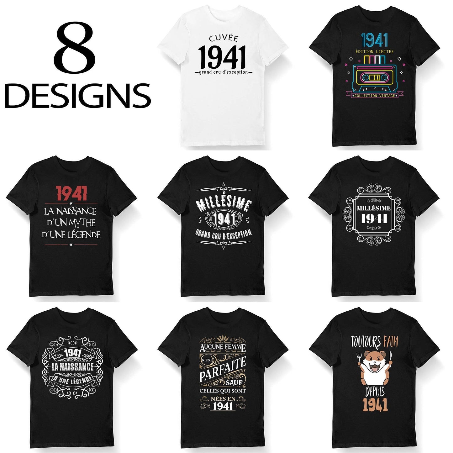 Ide Cadeau anniversaire 82 ans anne 1941 T shirt Bio Homme et Femme Sweat et Mug l 8 designs originaux humoristiques Graphic Tee – Soft Feel · Must-Have Style