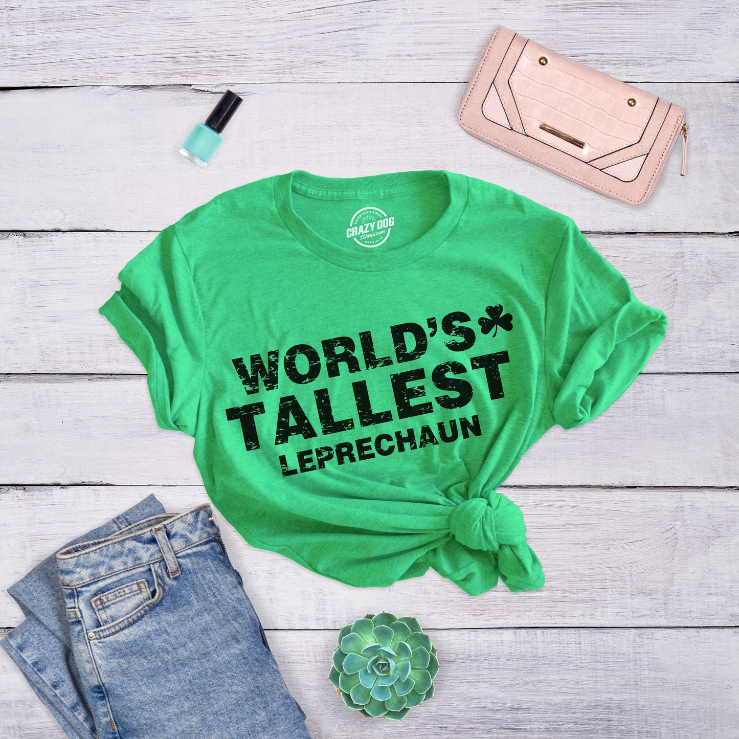 St Patricks Day T Shirt Women Funny St Pattys Day Shirt Woman Girls Shamrock Shirt Green Worlds Tallest Leprechaun Shirt Graphic Tee – Aesthetic Look · Must-Have Style