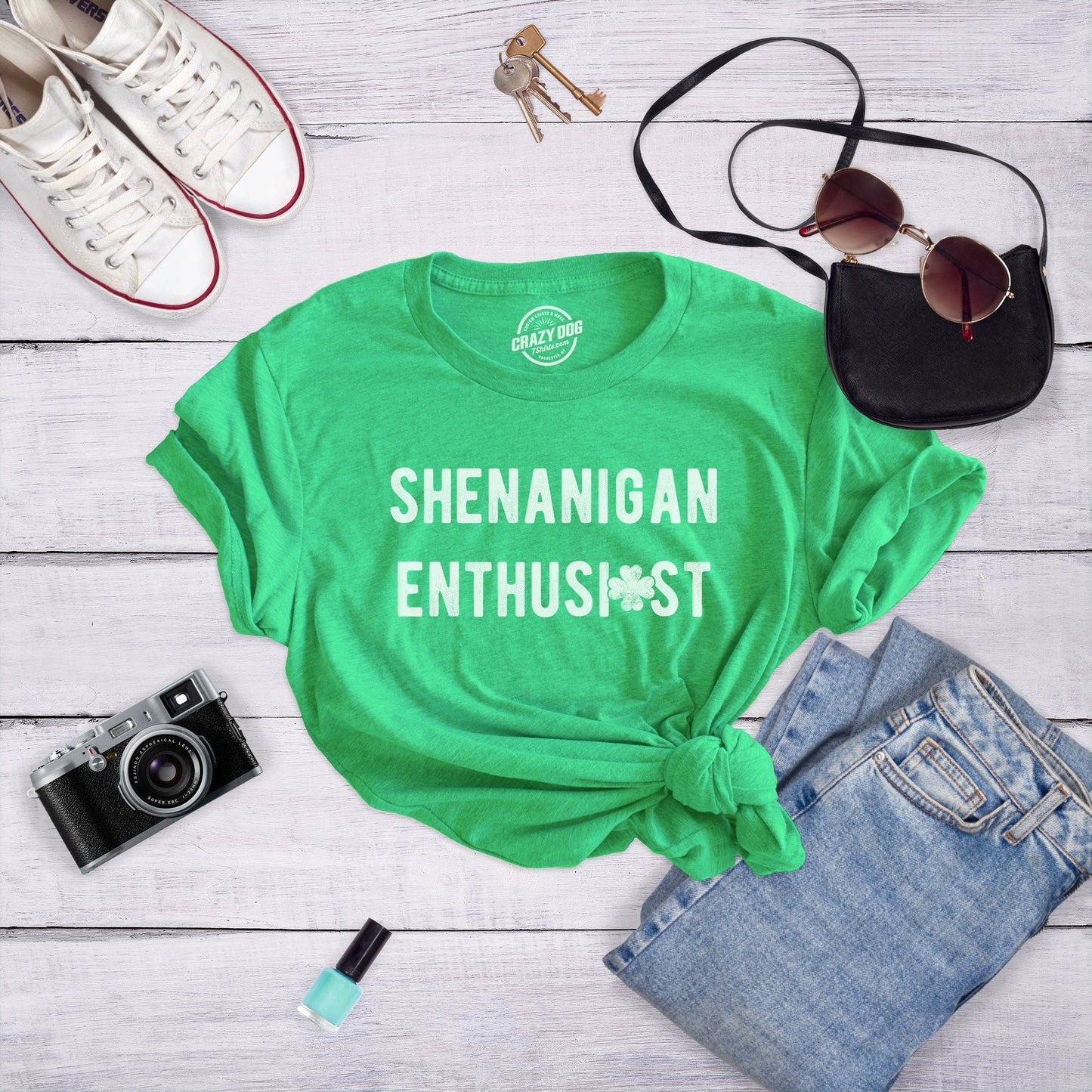 SHENANIGANS Enthusiast Clover St Patrick Day Shirt Luck Of The Irish Green Clover Shirt Woman Ireland Tee Woman Funny Shirts Women Graphic Tee – Bold Style · Perfect For Daily Wear